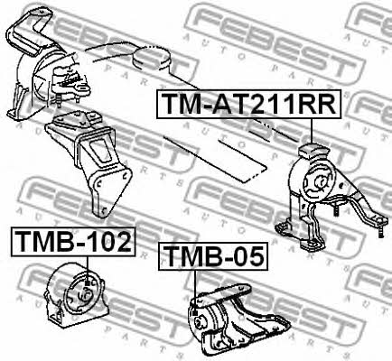 Подушка двигателя задняя Febest TM-AT211RR