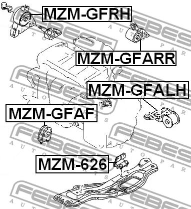 Подушка двигателя передняя Febest MZM-GFAF