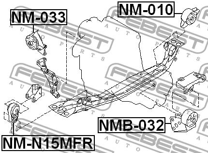 Подушка двигателя передняя Febest NM-N15MFR