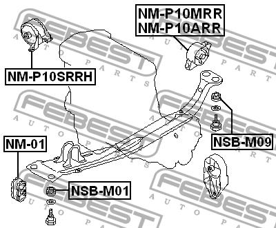 Подушка двигуна права Febest NM-P10SRRH