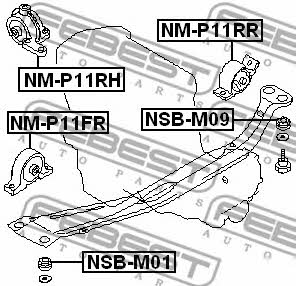 Подушка двигателя правая Febest NM-P11RH