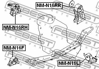 Подушка двигателя правая Febest NM-N16RH