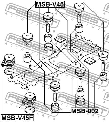 Сайлентблок подрамника Febest MSB-V45F