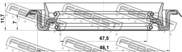 Сальник ступицы колеса передней Febest 95TCS-69860712X