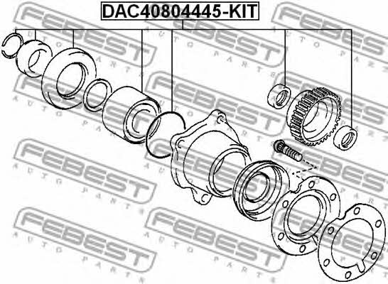 Подшипник задней ступицы колеса, комплект Febest DAC40804445-KIT