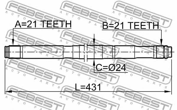 Полуось левая Febest 0212-QG15LH
