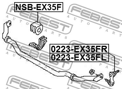 Стійка стабілізатора переднього права Febest 0223-EX35FR