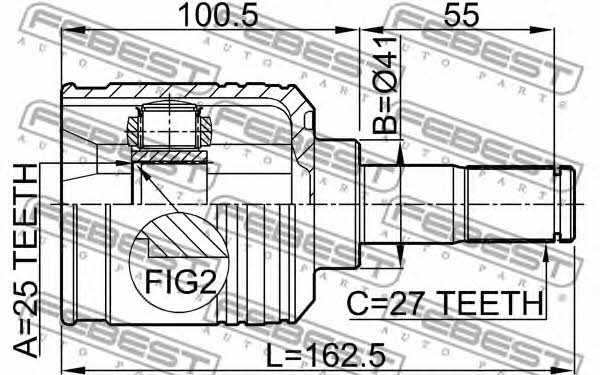 Шарнир равных угловых скоростей (ШРУС) Febest 2211-NS27LH