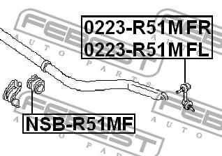 Стойка стабилизатора переднего Febest 0223-R51MFL