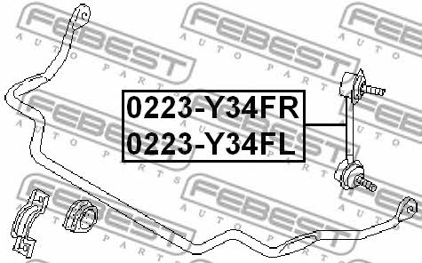 Стійка стабілізатора переднього права Febest 0223-Y34FR