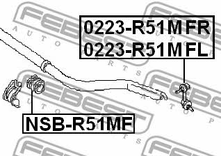 Стойка стабилизатора переднего правая Febest 0223-R51MFR