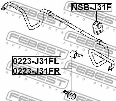 Стійка стабілізатора переднього права Febest 0223-J31FR