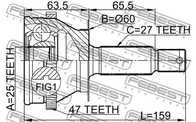 Шарнир равных угловых скоростей (ШРУС) Febest 1210-011A47