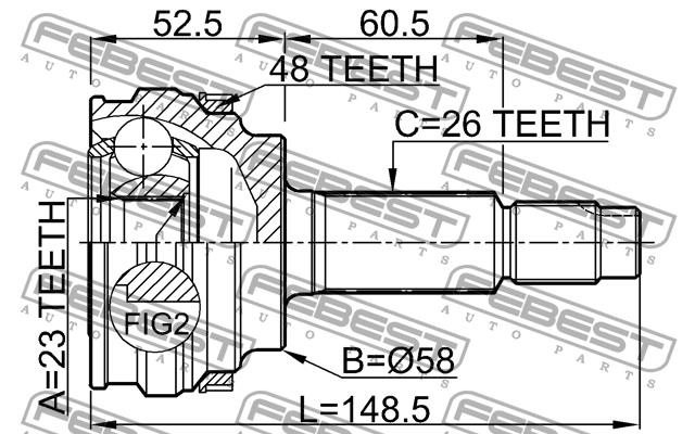 Шарнир равных угловых скоростей (ШРУС) Febest 0110-077A48