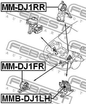Подушка двигуна передня Febest MM-DJ1FR