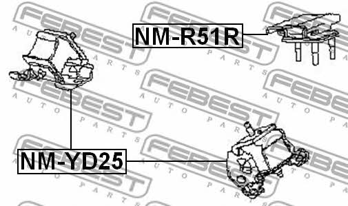 Подушка двигателя передняя Febest NM-YD25