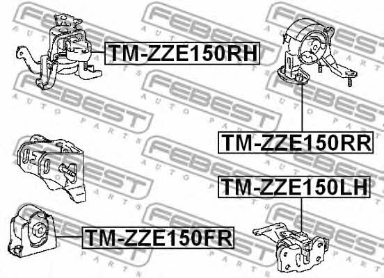 Подушка двигуна права Febest TM-ZZE150RH