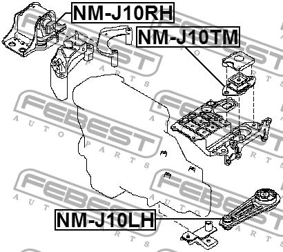 Подушка двигуна задня Febest NM-J10TM