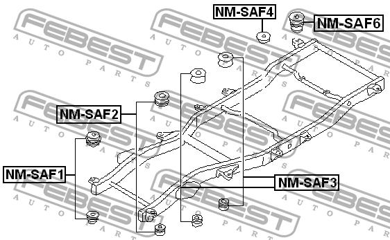Подушка крепления рамы Febest NM-SAF3