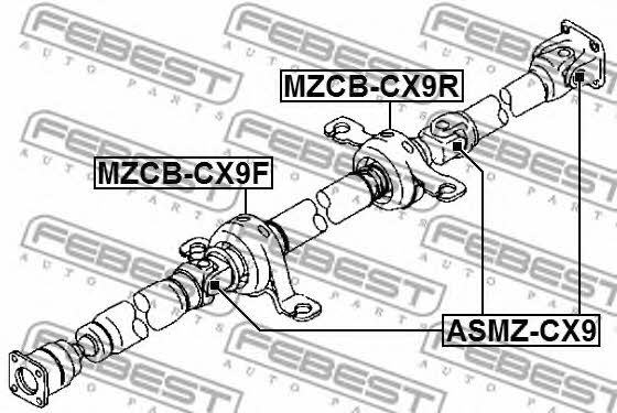 Подшипник подвесной вала карданного Febest MZCB-CX9R
