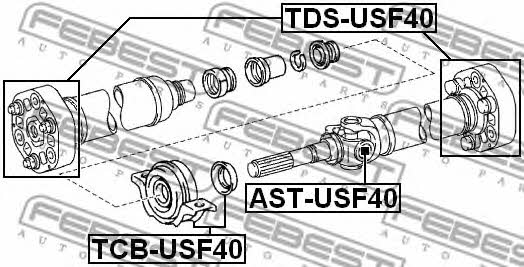 Подшипник подвесной вала карданного Febest TCB-USF40