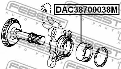 Подшипник ступицы колеса переднего Febest DAC38700038M