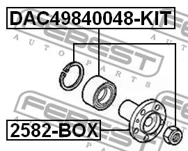 Подшипник передней ступицы колеса, комплект Febest DAC49840048-KIT