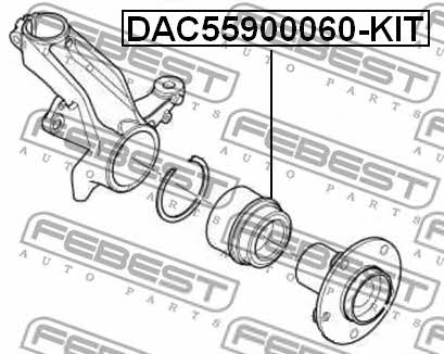 Подшипник передней ступицы колеса, комплект Febest DAC55900060-KIT
