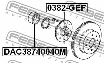 Подшипник ступицы колеса переднего Febest DAC38740040M