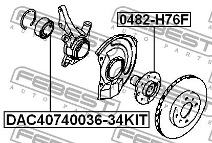 Подшипник передней ступицы колеса, комплект Febest DAC40740036-34KIT