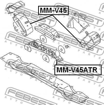 Подушка двигателя задняя Febest MM-V45ATR
