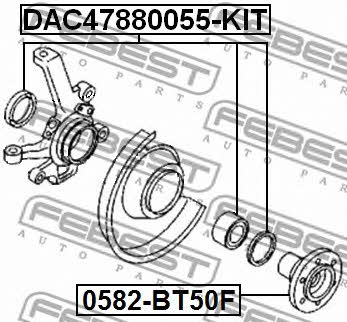 Подшипник ступицы колеса переднего Febest DAC47880055-KIT