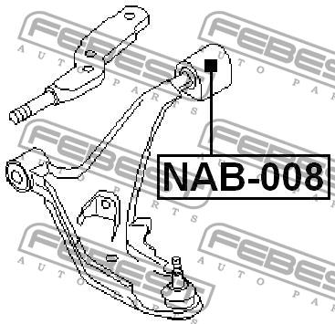 Сайлентблок переднего нижнего рычага, задний Febest NAB-008