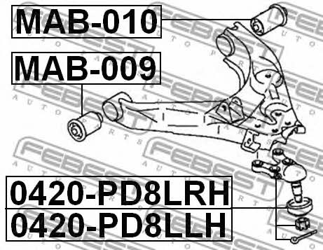 Сайлентблок переднего нижнего рычага передний Febest MAB-009