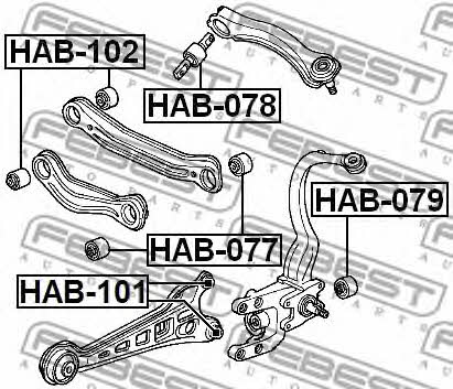 Сайлентблок задней поперечной тяги Febest HAB-077