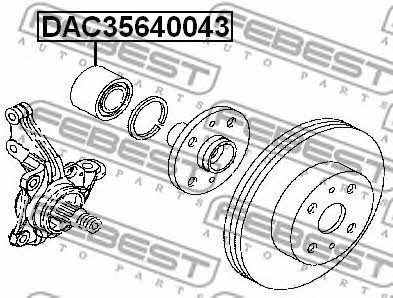 Подшипник ступицы колеса переднего Febest DAC35640043