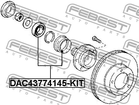 Подшипник ступицы колеса переднего Febest DAC43774145-KIT