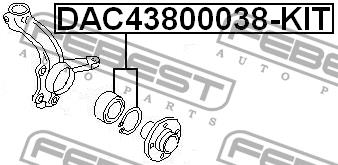 Підшипник передньої маточини колеса, комплект Febest DAC43800038-KIT