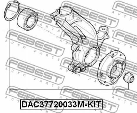 Подшипник ступицы колеса переднего Febest DAC37720033M-KIT