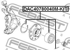 Підшипник передньої маточини колеса, комплект Febest DAC40780040M-KIT