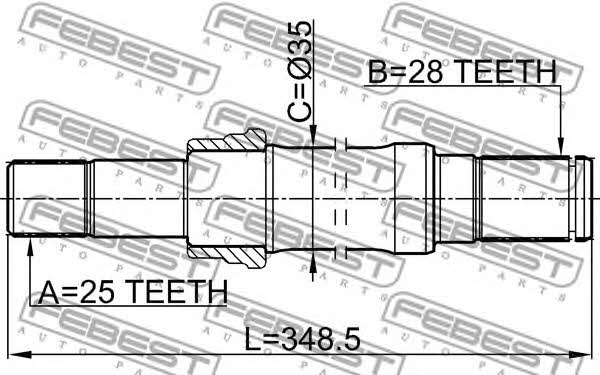 Полуось правая Febest 1512-001