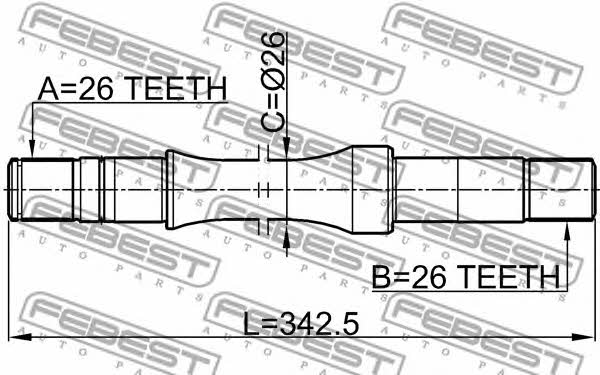 Напіввісь права Febest 0712-RH413WD