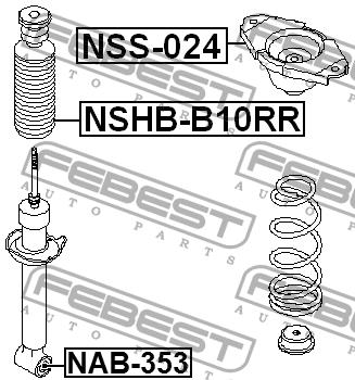 Пильник і відбійник на 1 амортизатор Febest NSHB-B10RR