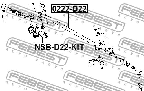 Втулка маятника рульового механізму Febest NSB-D22-KIT