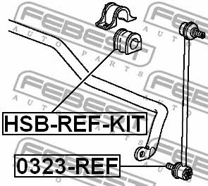 Втулка стабілізатора переднього, комплект Febest HSB-REF-KIT