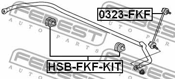 Втулка стабілізатора переднього, комплект Febest HSB-FKF-KIT
