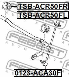 Втулка стабілізатора переднього права Febest TSB-ACR50FR