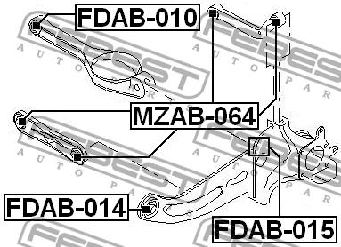 Сайлентблок заднего продольного рычага Febest FDAB-014