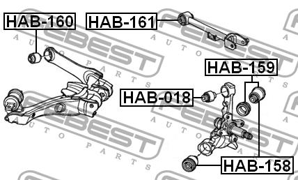 Сайлентблок заднього нижнього важеля задній Febest HAB-160