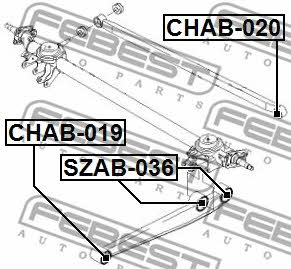 Сайлентблок задней поперечной тяги Febest CHAB-020
